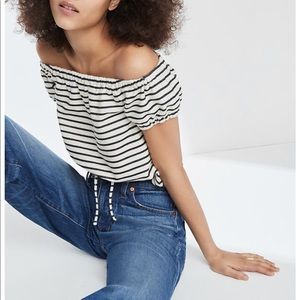 Madewell Melody off the shoulder drawstring tee